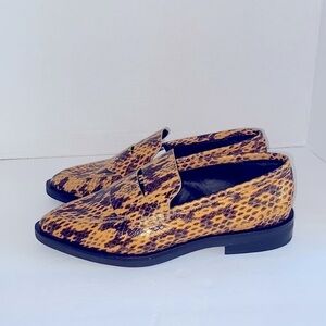 Rebecca Minkoff Leather Animal Print Pointy-toe Penny Loafer Size 7.5M